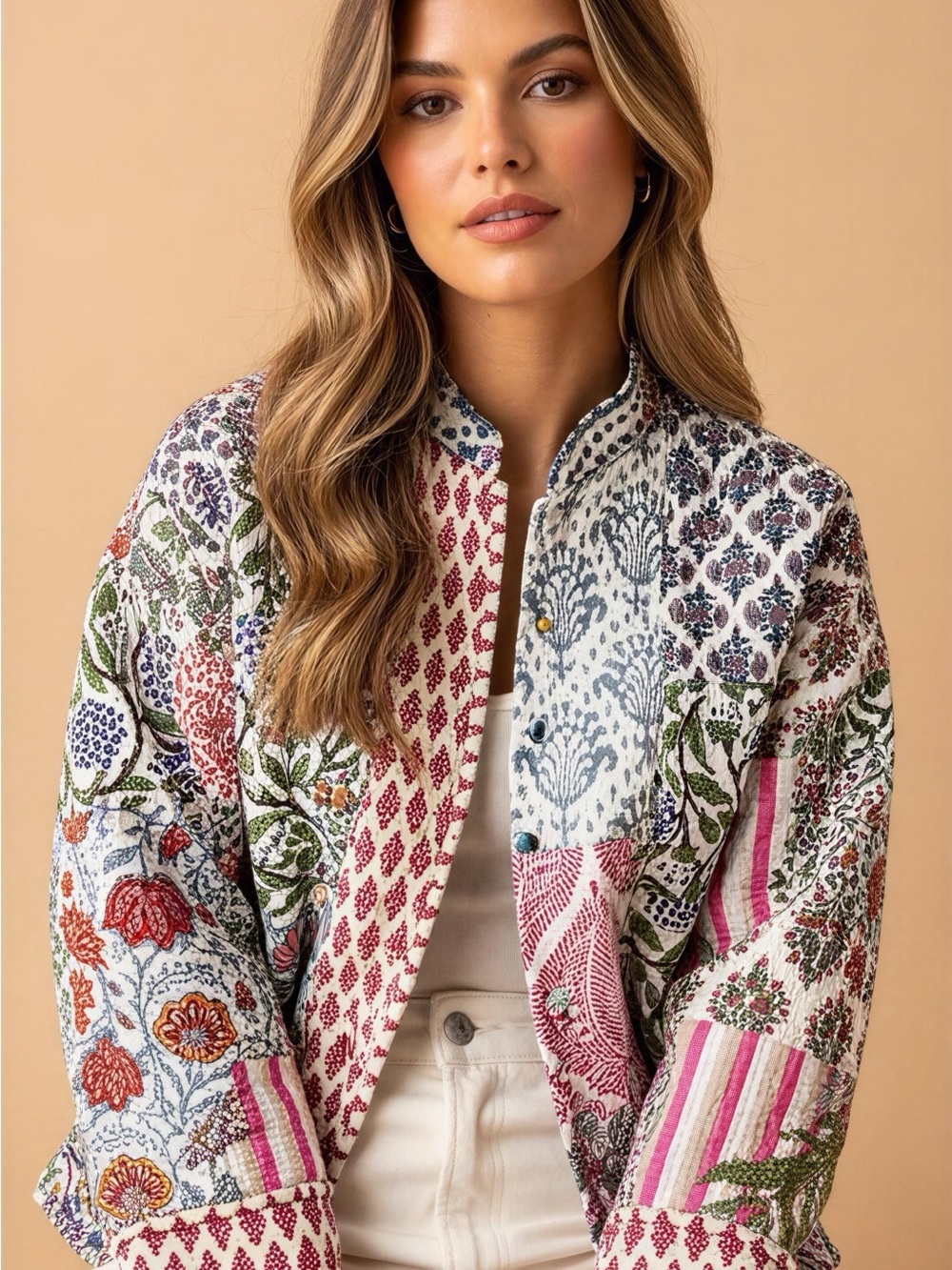 Jessica Taylor Patchwork Floral Quilted Jacket - Multicolor